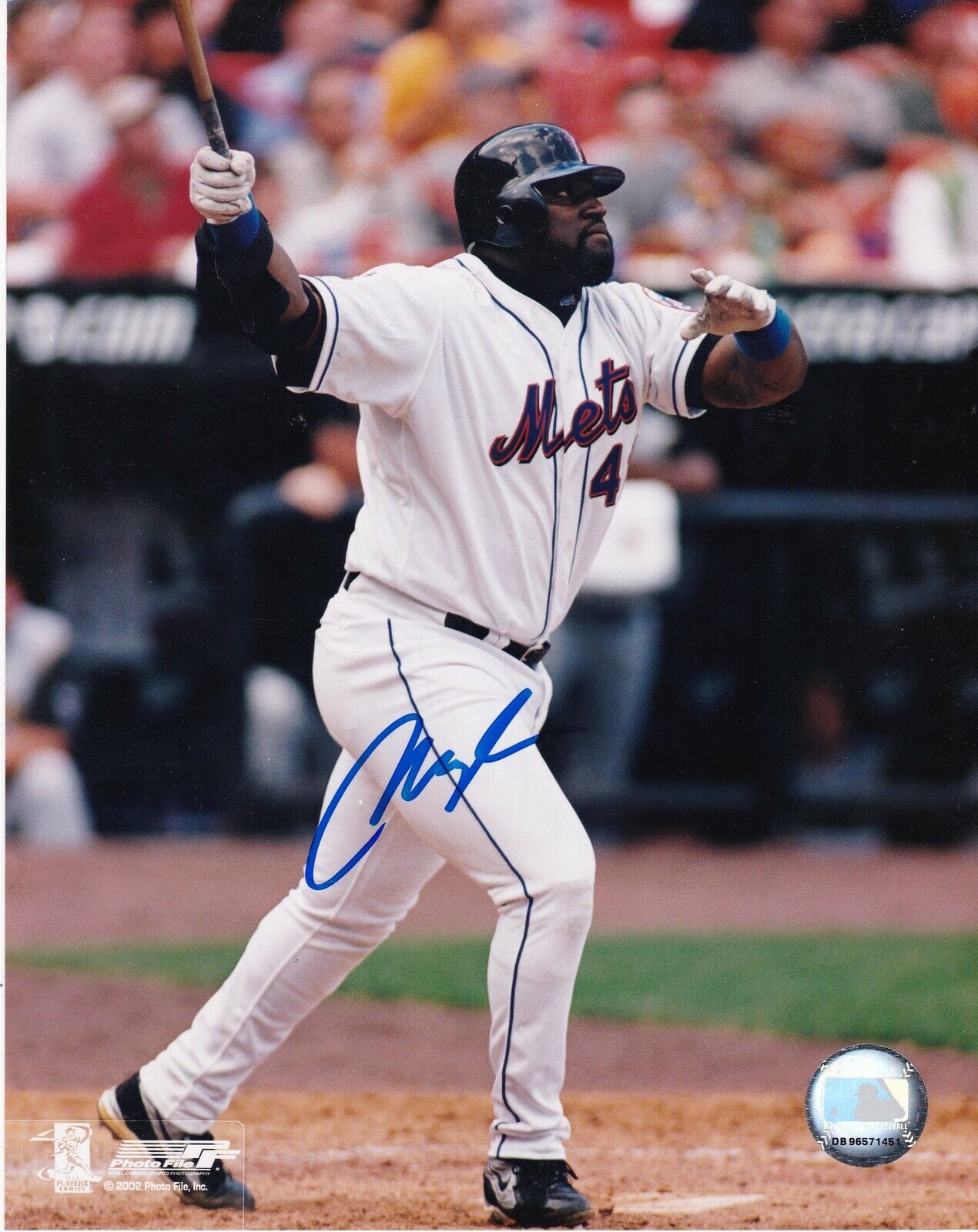 MO VAUGHN NEW YORK METS ACTION SIGNED 8x10