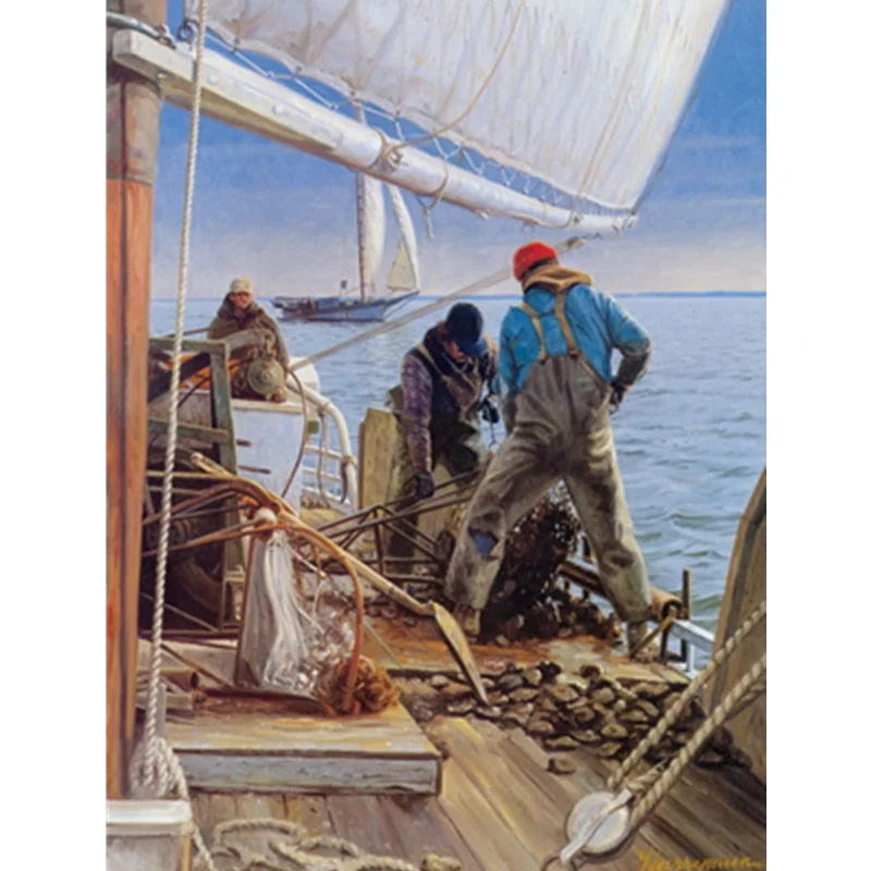 Wooden Toys Jigsaw Puzzle 1000/500 Pieces for Adults Birthday Gifts Recreational Toy Oil Painting of Fishing by the Sea