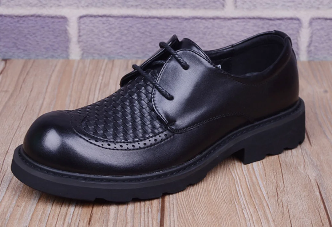 2022 Aonga British men's round head business casual shoes, leather work clothes, formal dress, large head leather shoes, Korean version