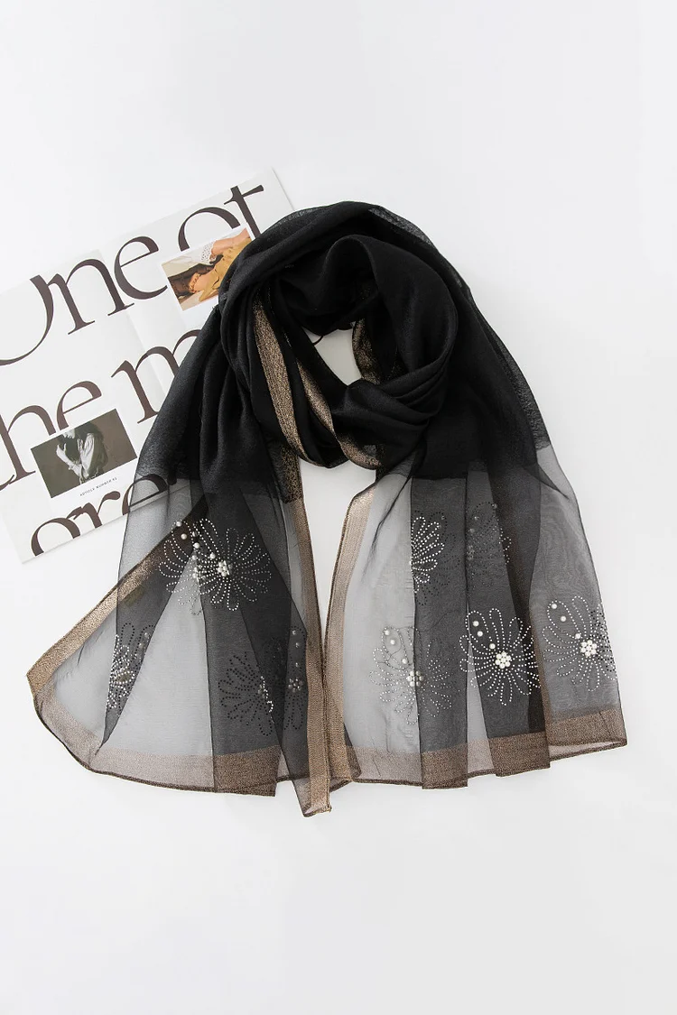 Patchwork Flower Shaped Hot Drilling Hijab Shayla Head Scarf