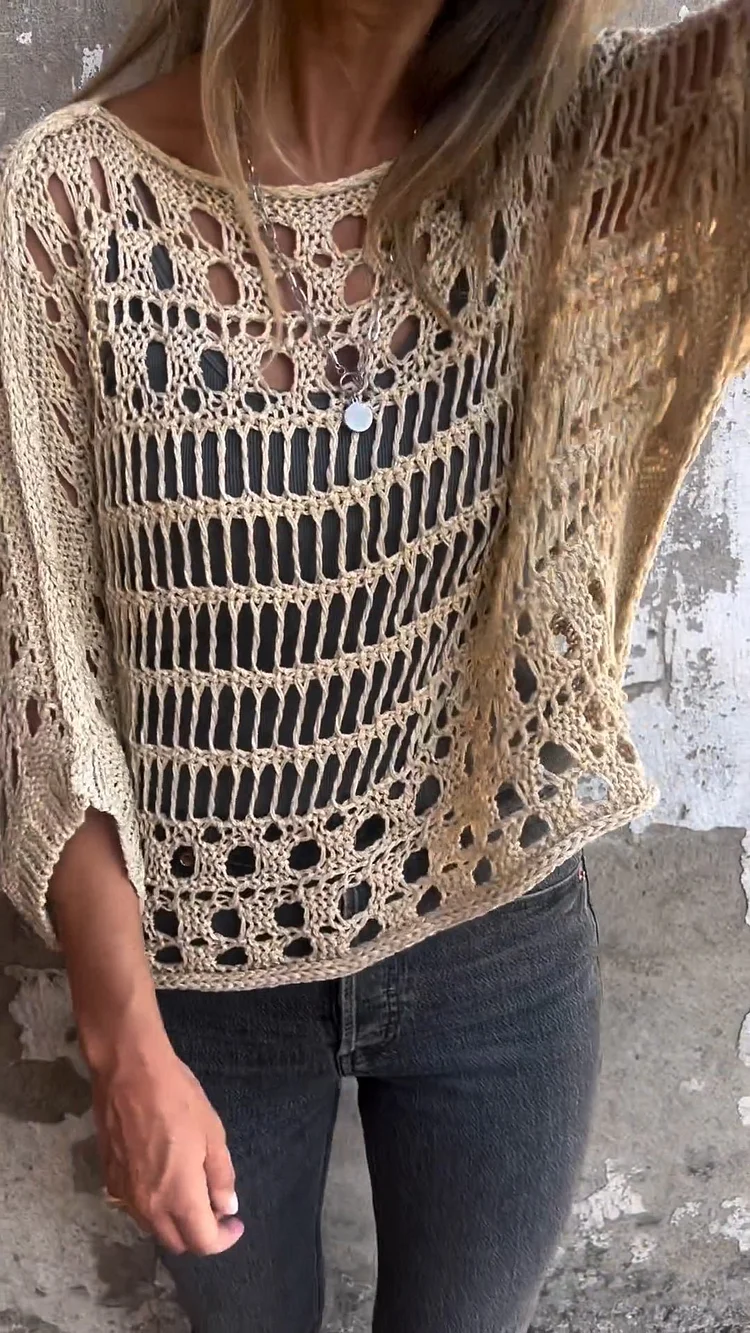 Round Neck Knitted Hollow Top (Buy 2 Free Shipping)