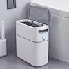 Trash Can Narrow Garbage Container Bin with Press Type Lid for Bathroom Kitchen