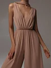 Solid Color Deep V-Neck Loose Jumpsuits