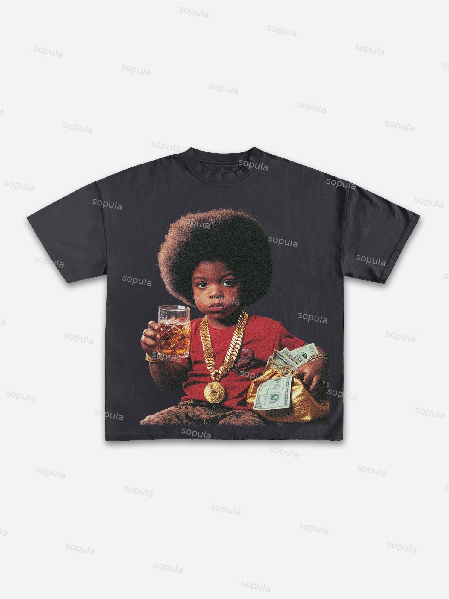 Money Honor Boy Print Cotton T-shirt - Sopula｜Premium Graphic Tees & Graphic Clothing
