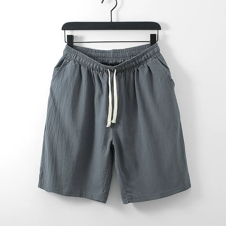 Men's Vintage Elastic Waist Drawstring Casual Cotton Linen Short Pants