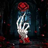 Gothic Floral Flower Model Set Eye-Catching Table Centerpiece Horror Skeleton Bouquet Building Set for Adults Kids Holiday Birthday Gift (Skull Hand Rose)