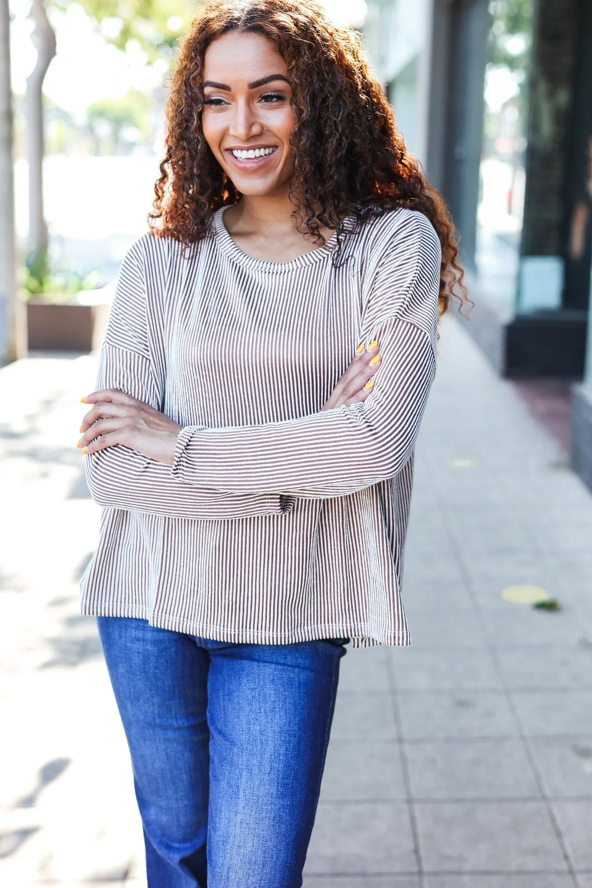 Hello beautiful Camel Rib Dolman Sweater Top