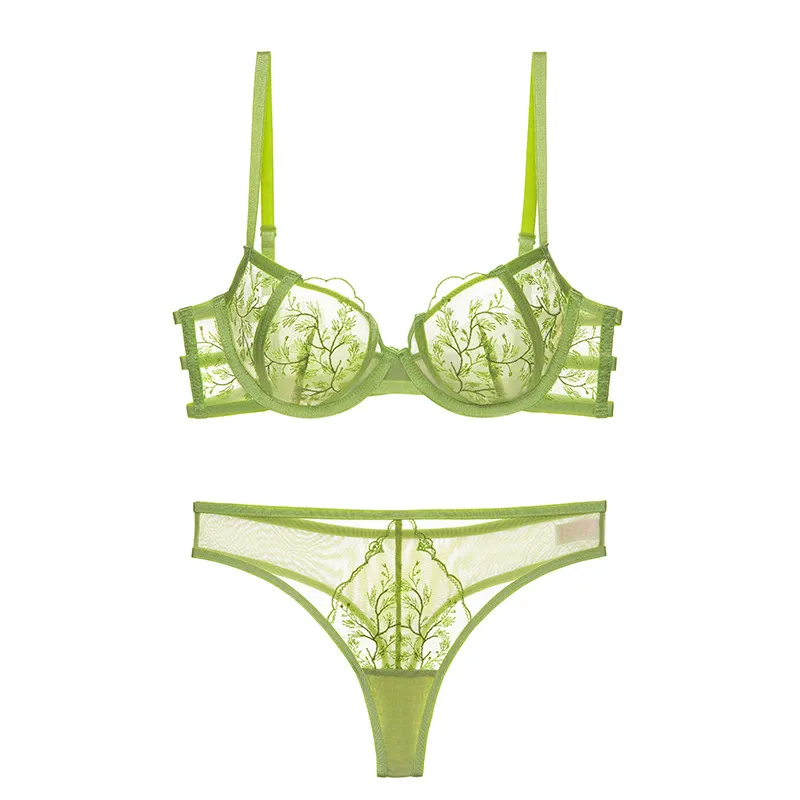 Churchf Lace Lingerie Women's Pure Lust Wind Comfortable Breathable Sexy Cobbed Bra Large-Size Embroidery Bra Set