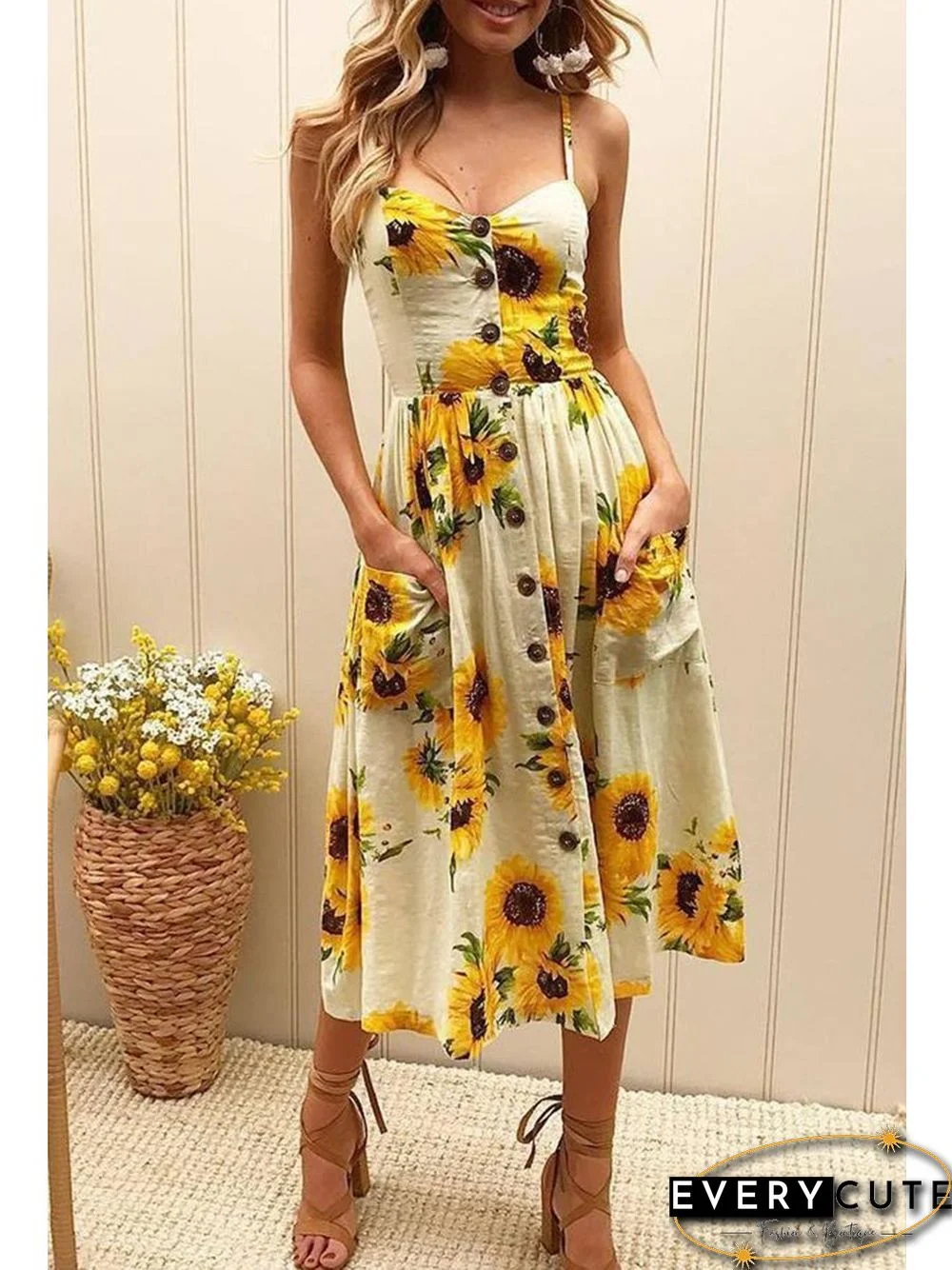 Pretty Printed Sling Midi Dress (3 Colors) P14143
