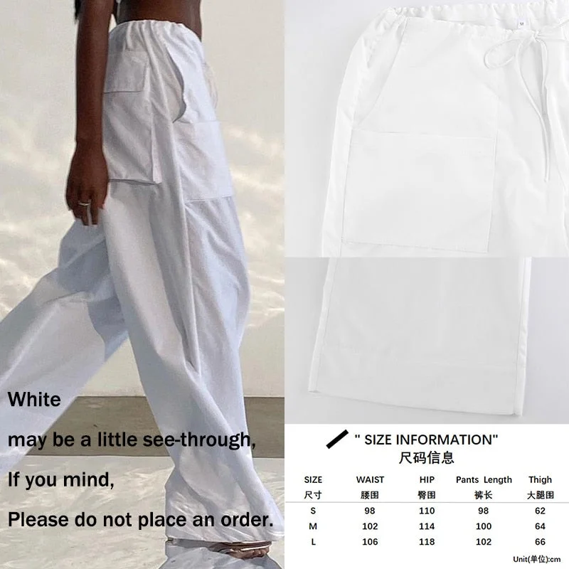 Vstacam Summer Drawstring Zip Cargo Pants Women Y2k Clothes Loose Hip Hop Trousers Jogger Fashion Casual Retro Wide Leg Pants