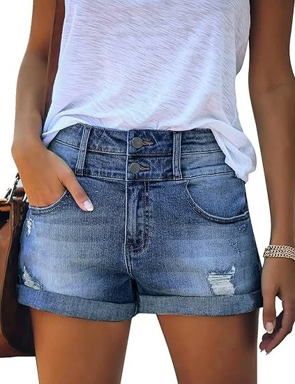 Women's High-waisted Slim Fit Denim Shorts
