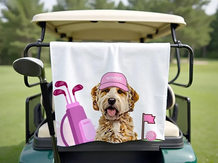 Custom Pet Golf Towel – Personalized Dog or Cat Towel with Photo and Name