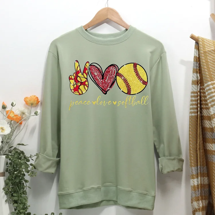 Peace Love Softball Women Casual Sweatshirt-Annaletters