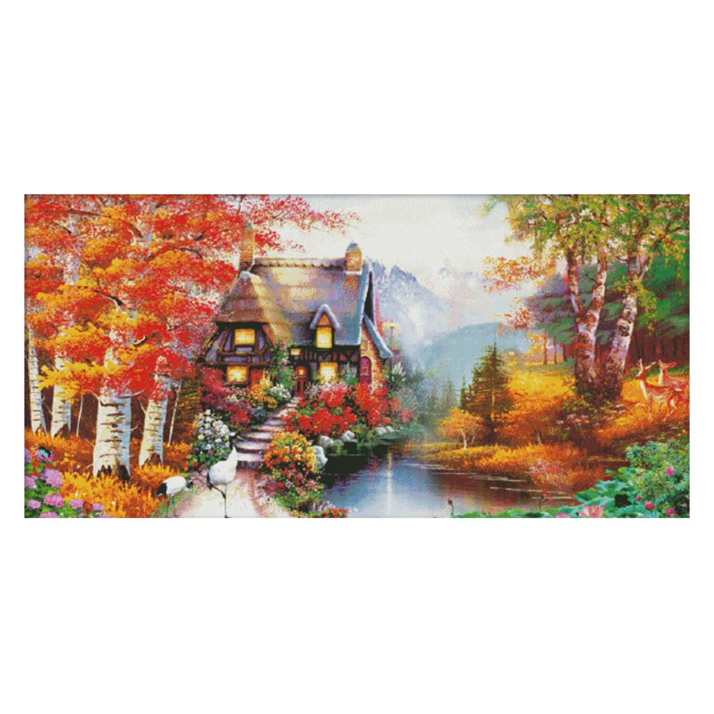 

Dream house - 14CT Stamped Cross Stitch - 128*67cm, 501 Original