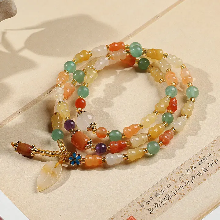 Gourd Wealth Golden Silk Jade Bracelet