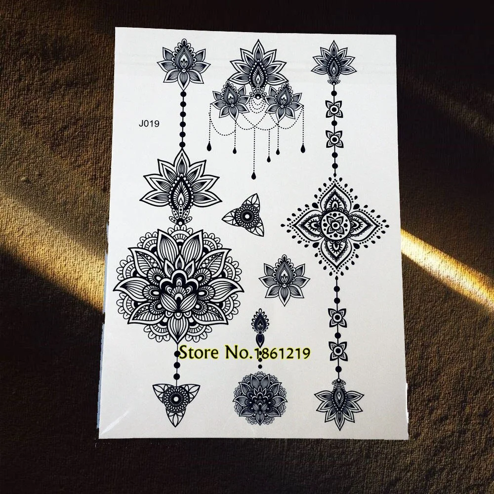 25 Styles Popular Black Temporary Tattoo Fake Dandelion Fairy Tatoo Women Lady Body Art Decals Waterproof Henna Tattoo Stickers