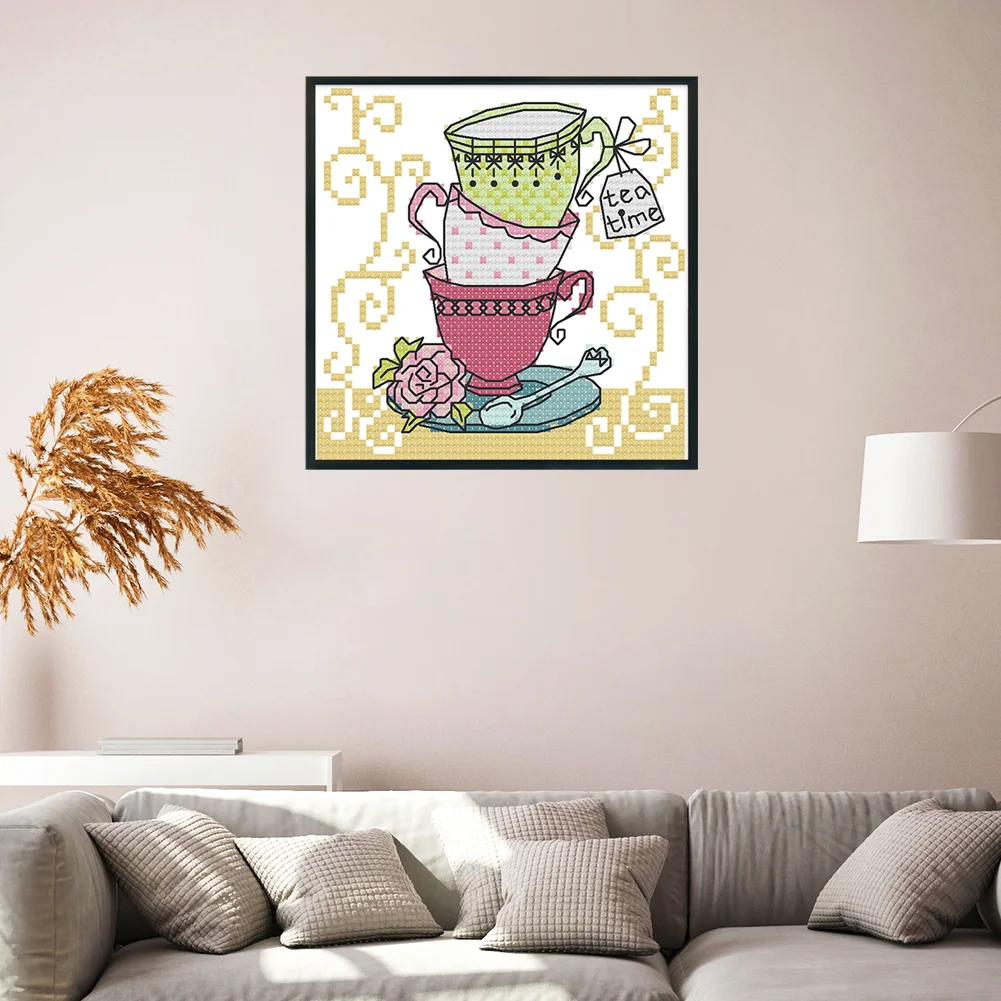 14ct Stamped Cross Stitch - Teacup(15*14cm)