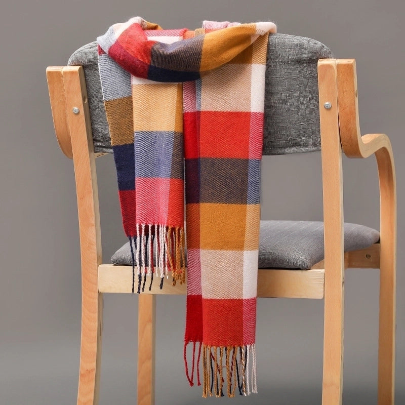 British Plaid Tassel Couple Parent-child Men’s Scarf Autumn And Winter Cashmere Plaid Scarf