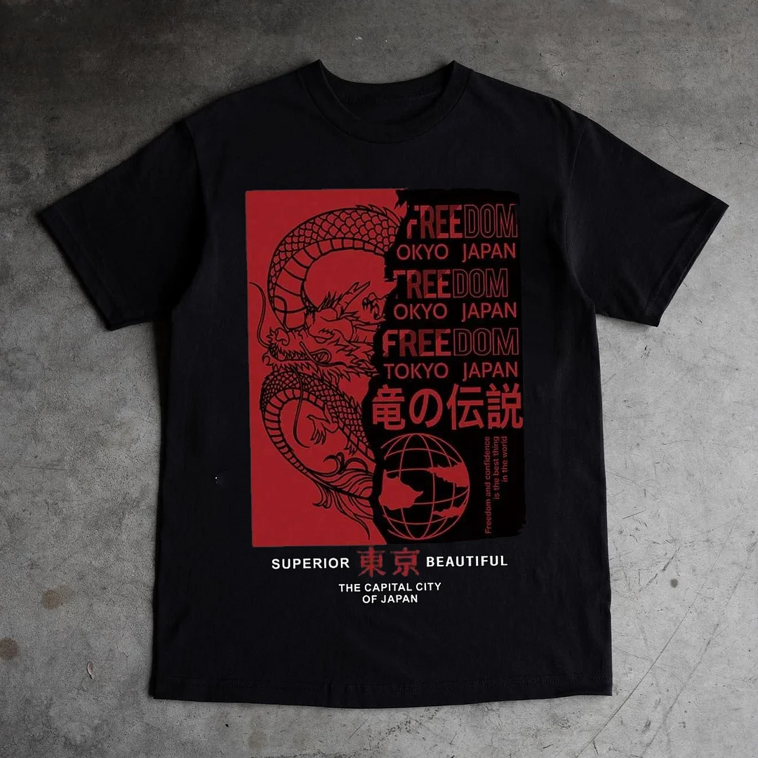 Dragon Legend Print Short Sleeve T-Shirt