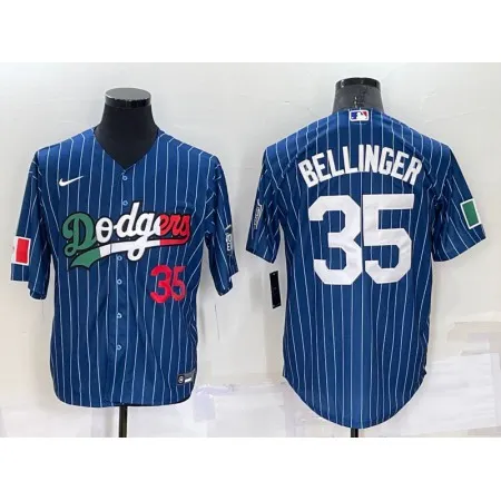 Men's Los Angeles Dodgers #35 Cody Bellinger Navy Mexico World Series Cool Base Stitched Baseball Jersey GFZJ