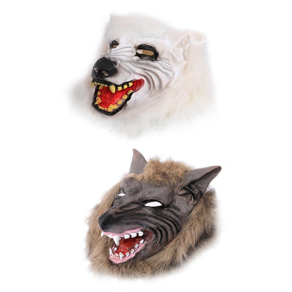 

Scary Wolf Head Full Face Ghost Head Face Cover Halloween Masquerade Decoration, White, 501 Original