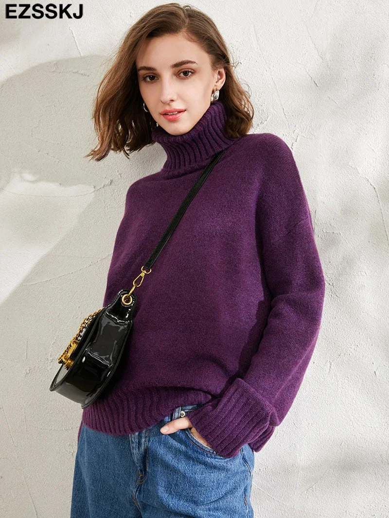 autumn Winter casual cashmere oversize thick Sweater pullovers Women 2021 loose Turtleneck women's sweaters jumper