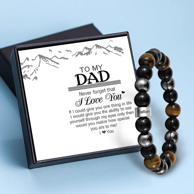 1 Name - Personalized Men's Beaded Bracelet Customized Name Bracelet Birthday Gift for Him