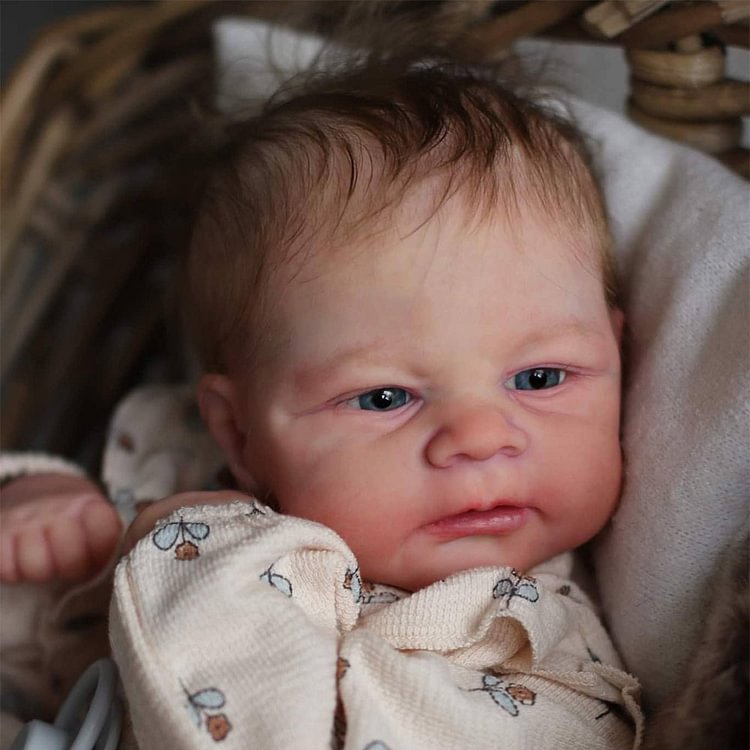  [NEW2022]17.5” Cute Beau White Boy Brown Hair Cloth Boby Real Looking Reborn Baby Doll - Reborndollsshop®-Reborndollsshop®