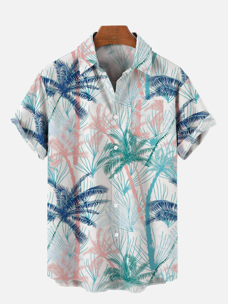 Men's Hawaiian Palm Tree Short Sleeve Shirt PLUSCLOTHESMAN