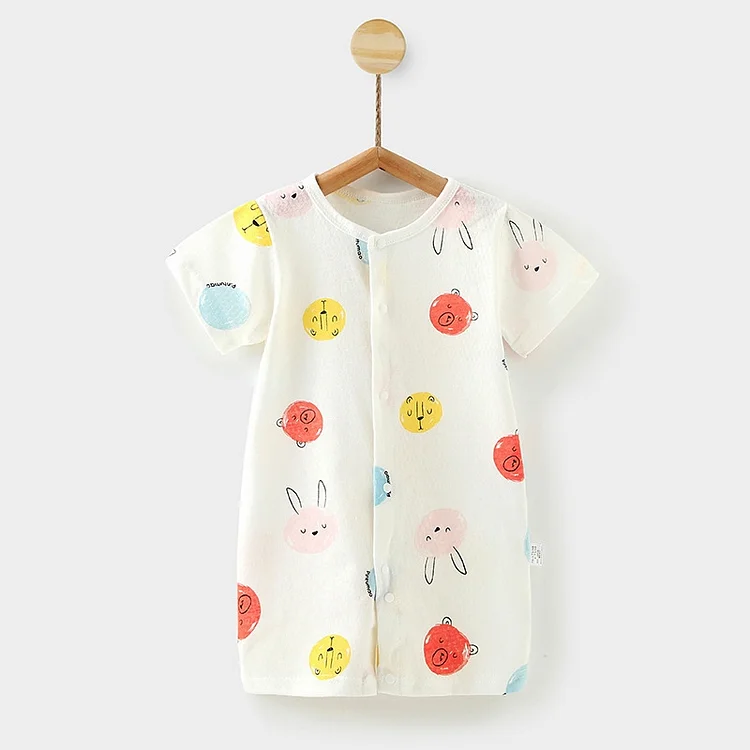 Baby Boy/Girl Allover Animal Pattern Short Sleeve Romper