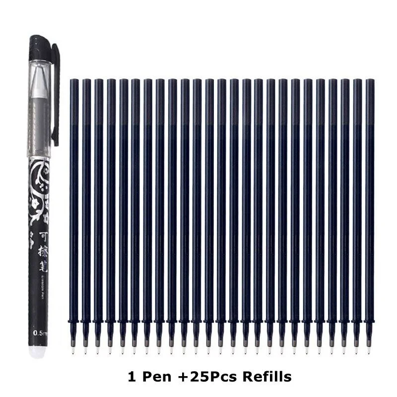 Erasable Pen Refills Rod Set 0.5mm Needle/0.7mm Bullet tip Washable Handle Erasable Ballpoint Pen for School Pen Writing Tools