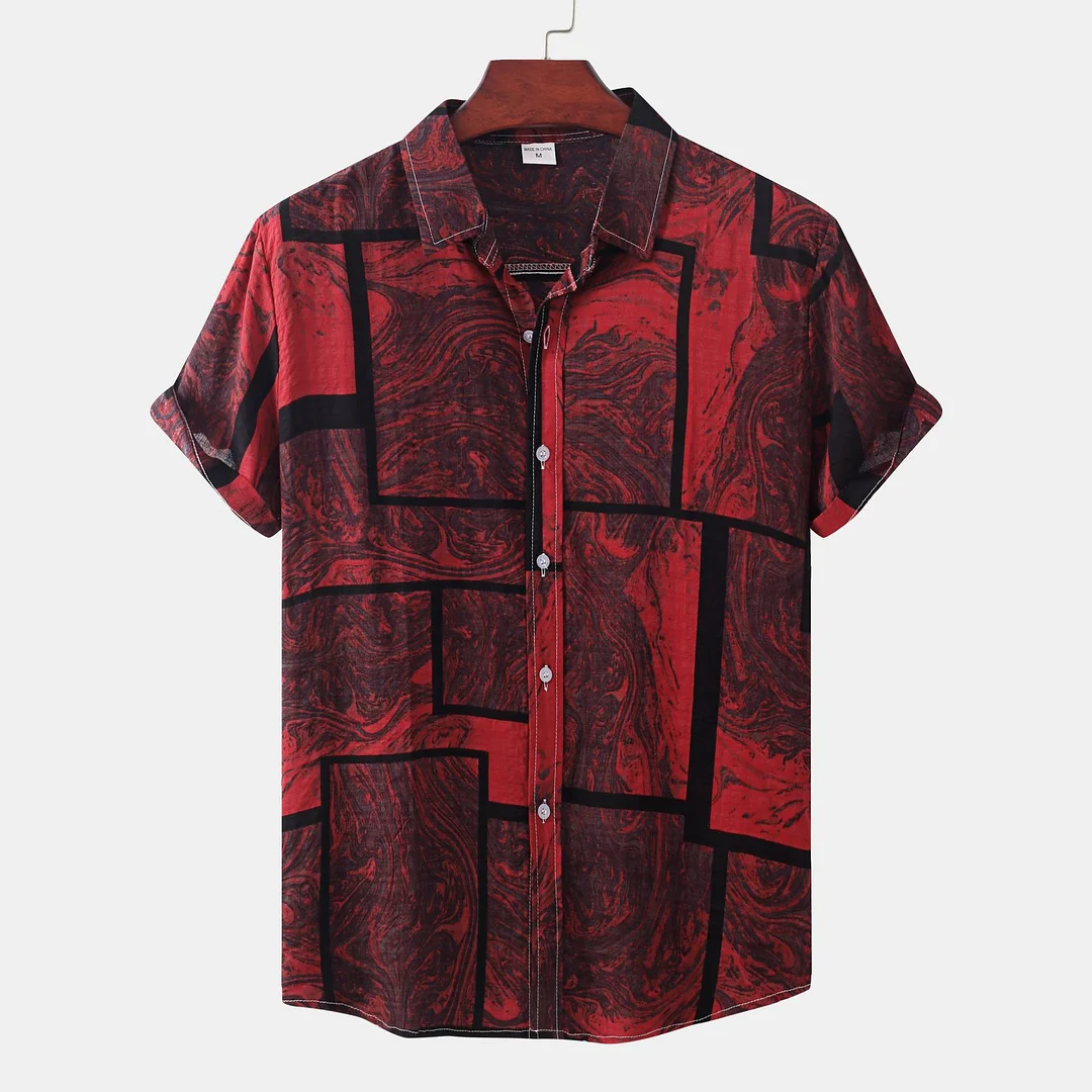 The New Print Floral Pattern Men's Short Sleeve Shirt ctolen