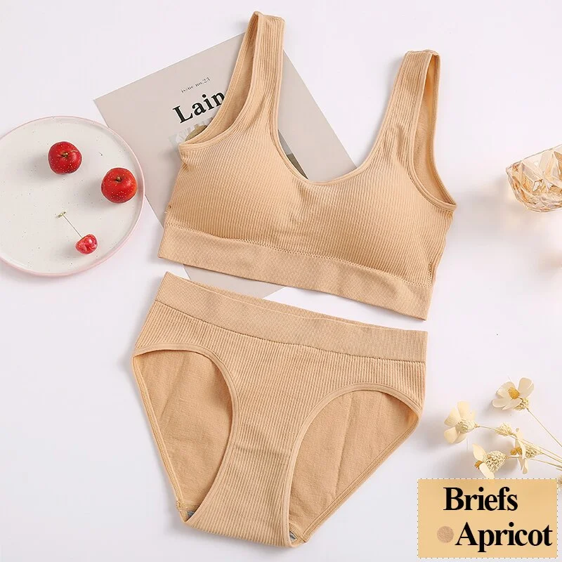 Women Bra Set Female Tube Tops Tank + Panties Vest U-Shaped Back Underwear Seamless Lingerie Female Bralette Backless Crop Tops