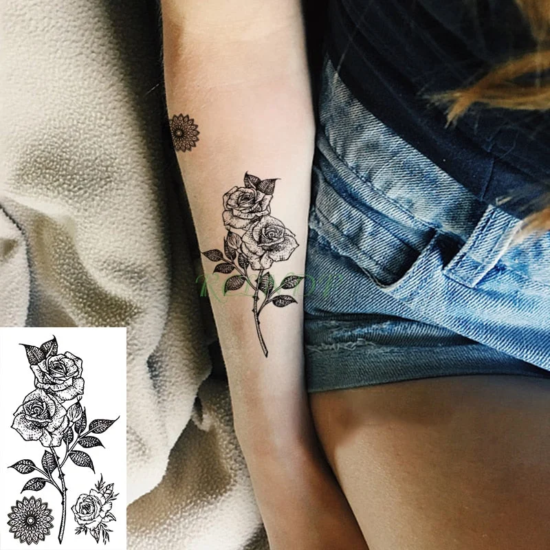 Waterproof Temporary Tattoo Sticker black Clover Maple leaf tattoo flash tatoo fake Water Transfer tatto for Woman Man