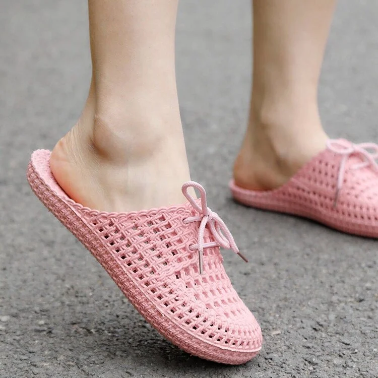 Women's Summer Slippers Bathroom Home Slippers Bowknot Soft Mesh Slippers for Women Slides Breathable Sandals 2021