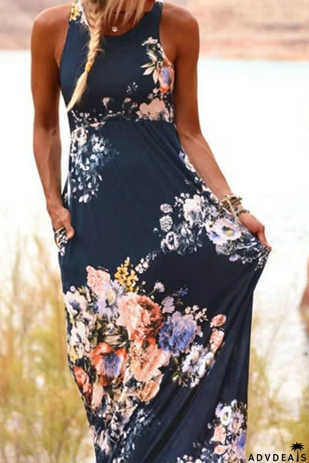 Floral High Waist Maxi Dress