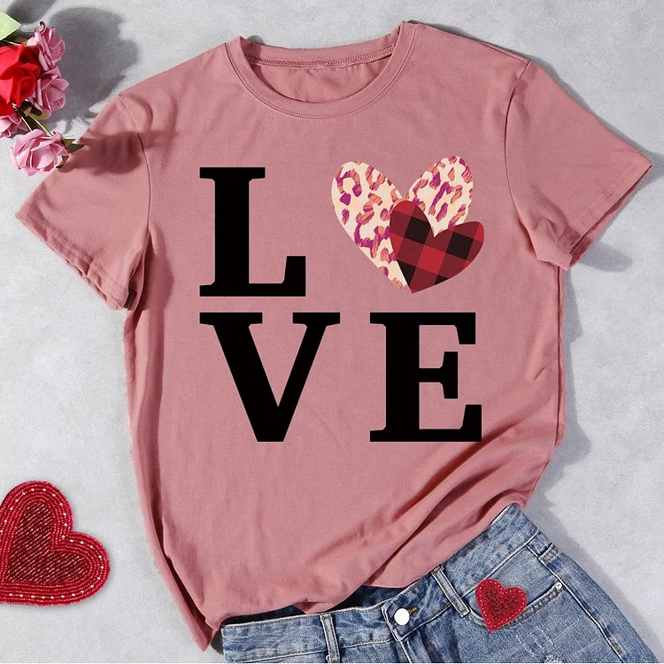 Plaid Love Heart  T-Shirt-011930-Annaletters