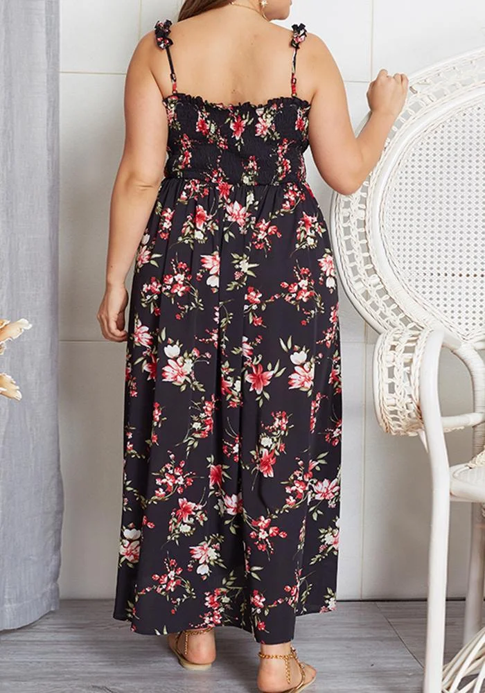 Sunshine Babe Plus Size Boho Floral Midi Dress