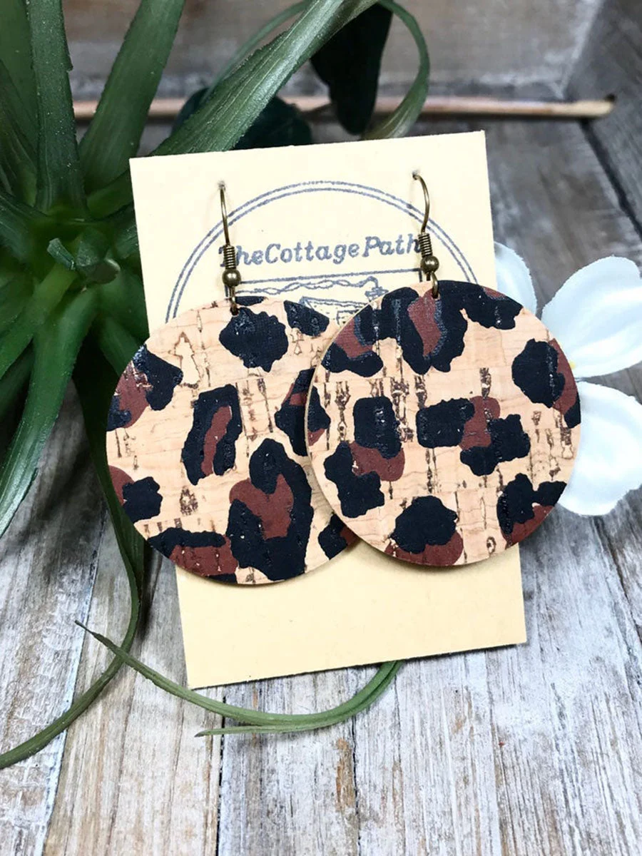 Leopard Round Leather Earrings