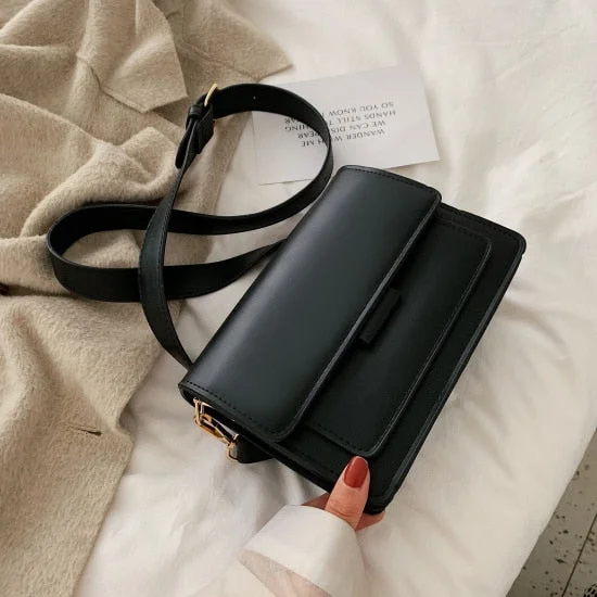 Solid Color PU Leather Crossbody Bags For Women 2022 Luxury Quality Shoulder Simple Female Handbags And Purses