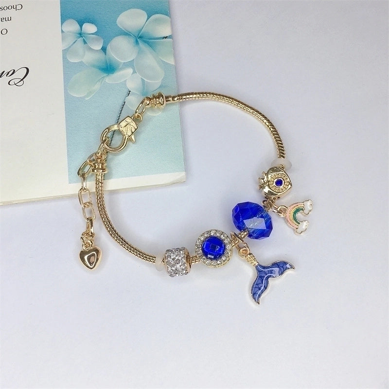 Cute Minimalist Dolphin Heart Shape Flower Stainless Steel Alloy Resin Rhinestones Bangle In Bulk