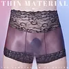 Men's Boxer Underwear Single Layer Lace Nylon Silky Lightweight Breathable Skin-friendly Comfortable Fashion Underwear
