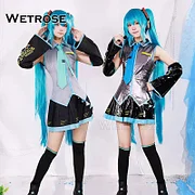 [Wetrose] In Stock Miku Cosplay Costume V2 01 Classic Female Male Fanart Vocaloid Anime Dress Kawaii Leather Latex Cos Wig Shoes Full Set