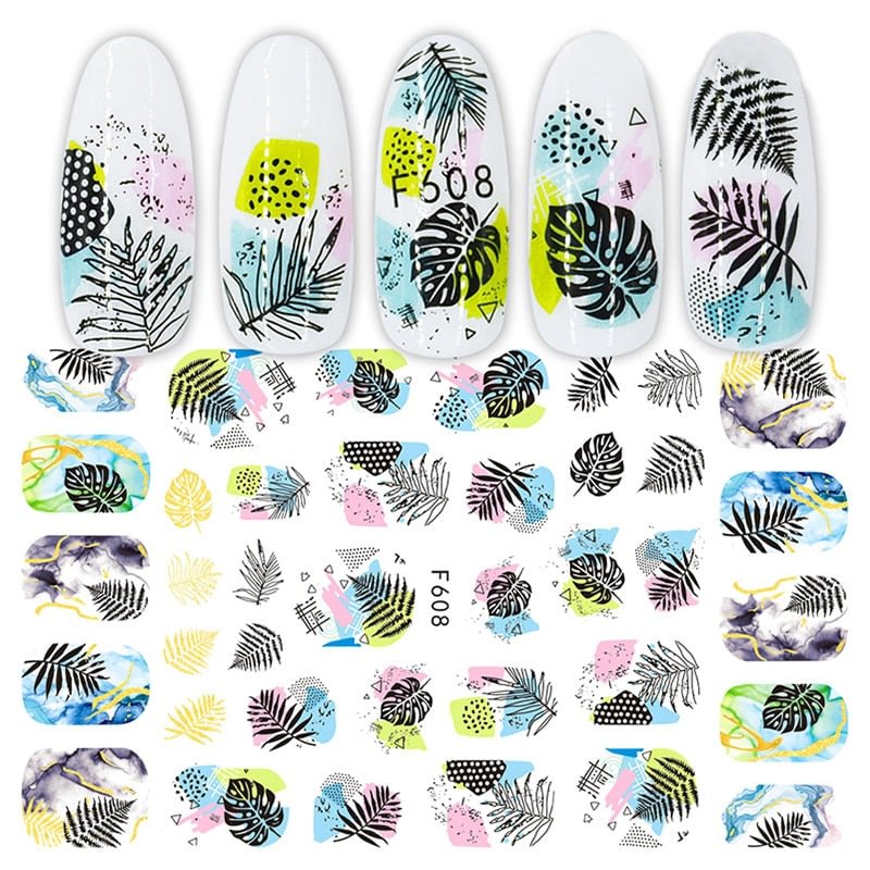 1 Sheet Spring 3D Nail Sticker Flower Leaves Slider Transfer Nail Stickers Nail Art DIY Transfer Sticker Decals Decoration