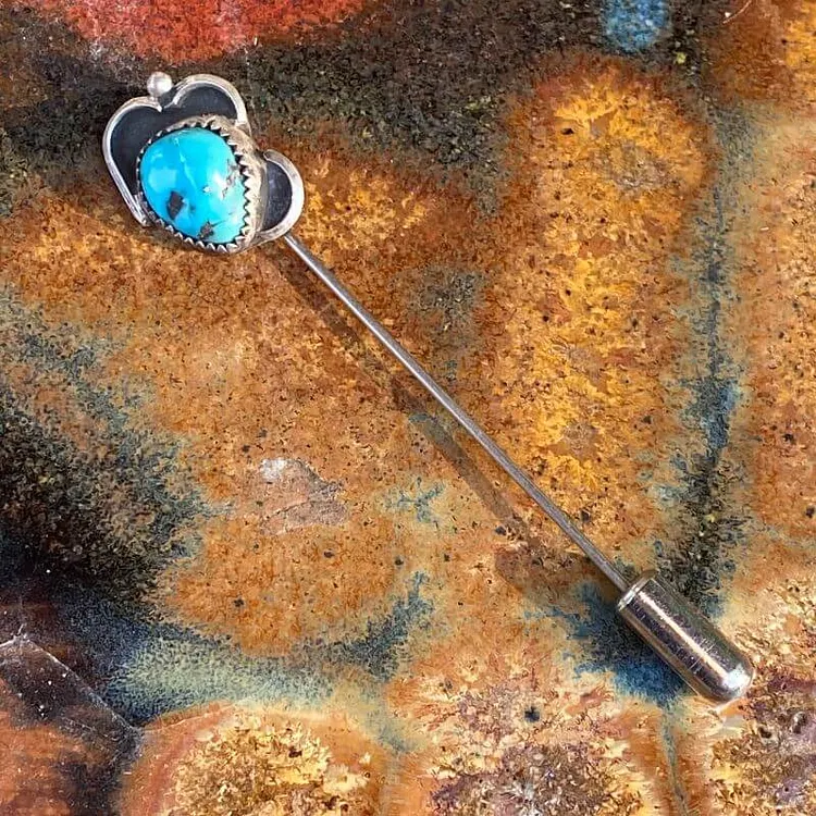 Signe Navajo Turquoise Stick Pin in Sterling Silver