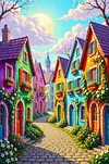 Luxury AB Velvet Diamond Painting Kit - Colorful Houses