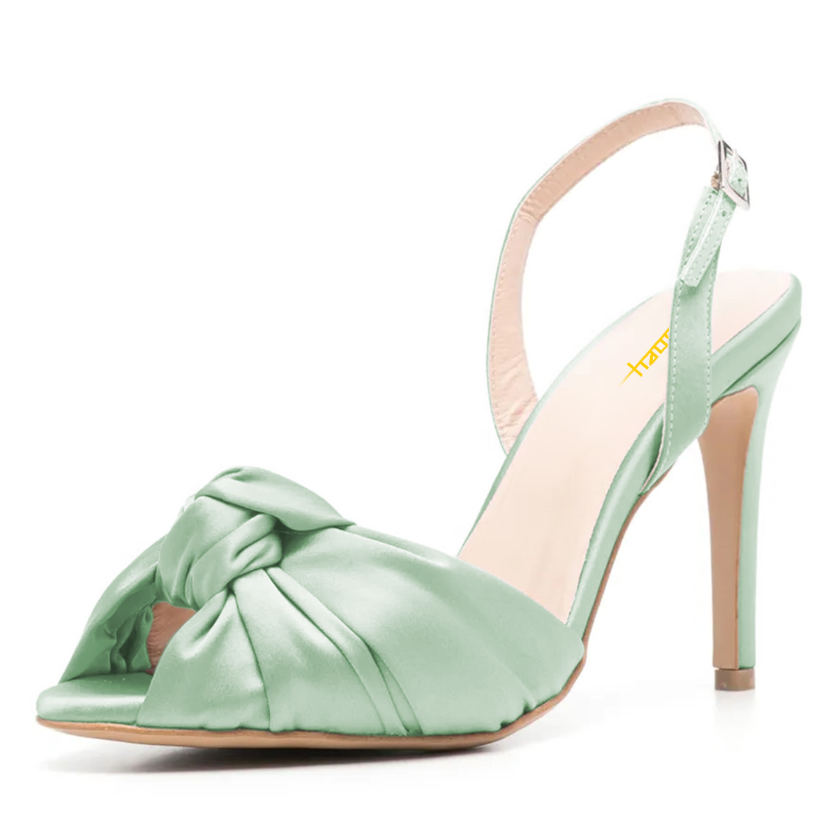 Women's Light Green Peep Toe Stiletto High Heeled Sandals with Knot Nicepairs