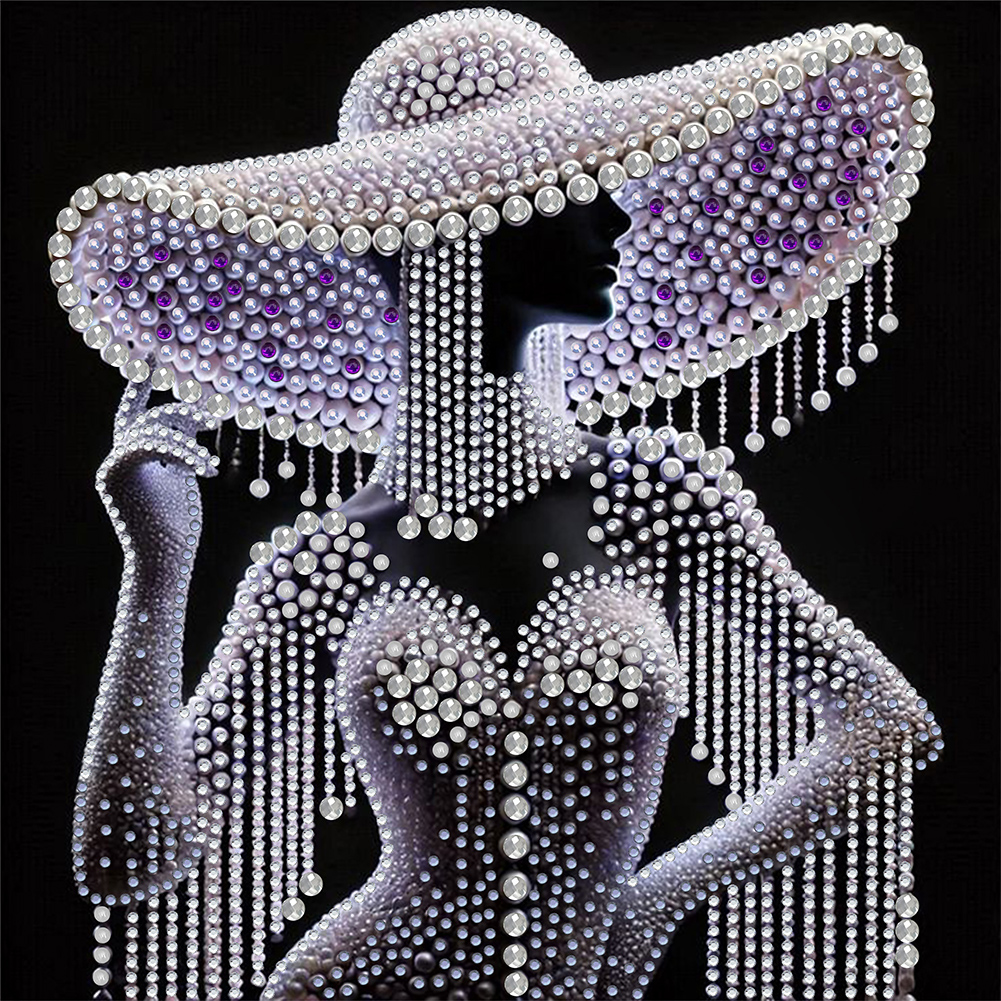 Elegant Hat Ady 30*30cm(canvas) special shaped drill diamond painting