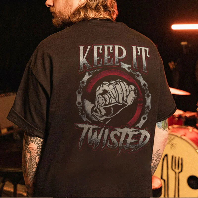 KEEP IT TWISTED Graphic Casual Black Print T-shirt