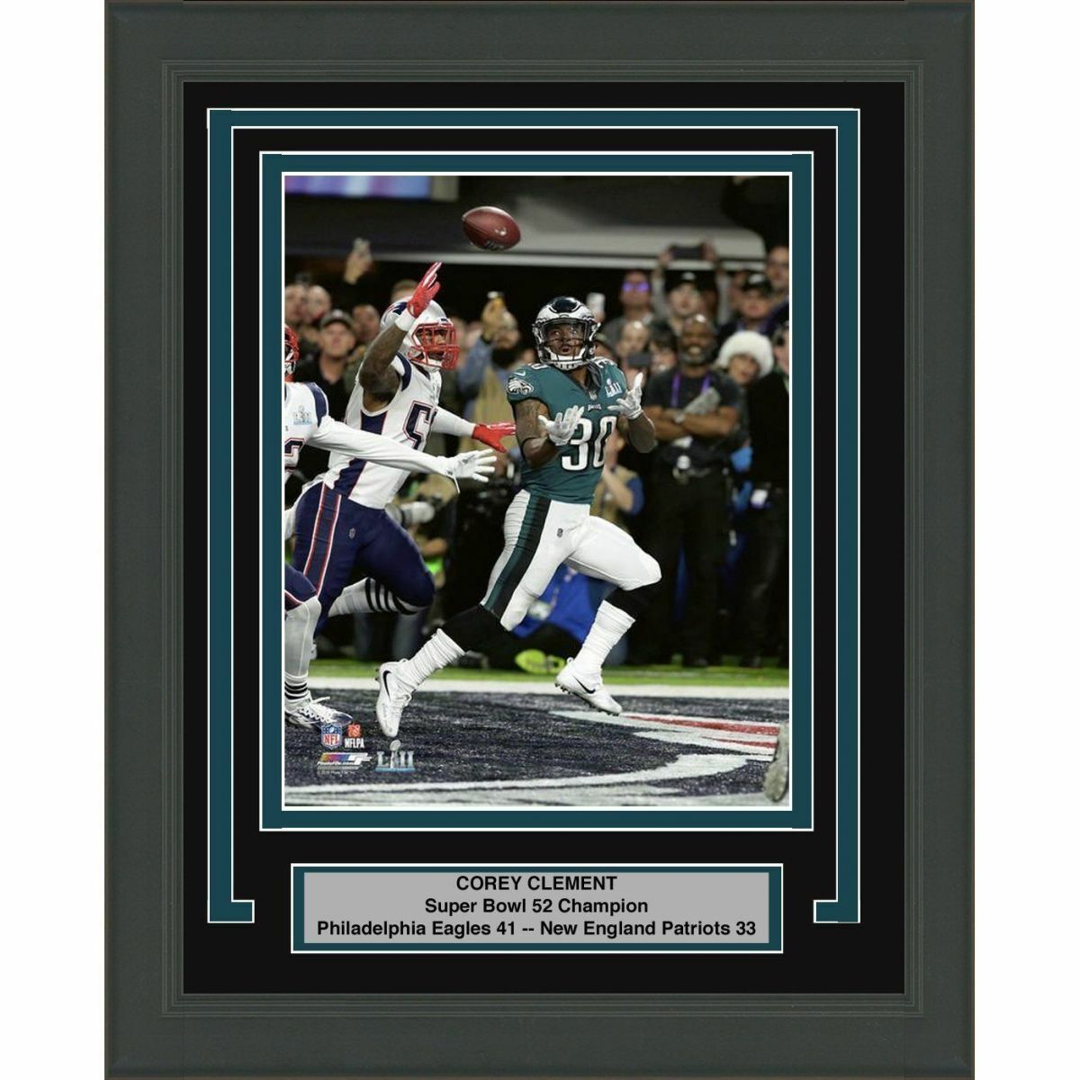 Framed COREY CLEMENT TD Eagles Super Bowl 52 8x10 Photo Poster painting Professionally Matted #1